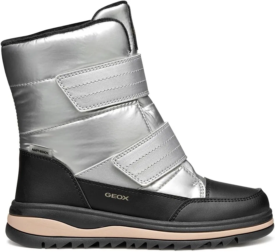 Детские сапоги для девочек с высоким голенищем Geox, Silver Black