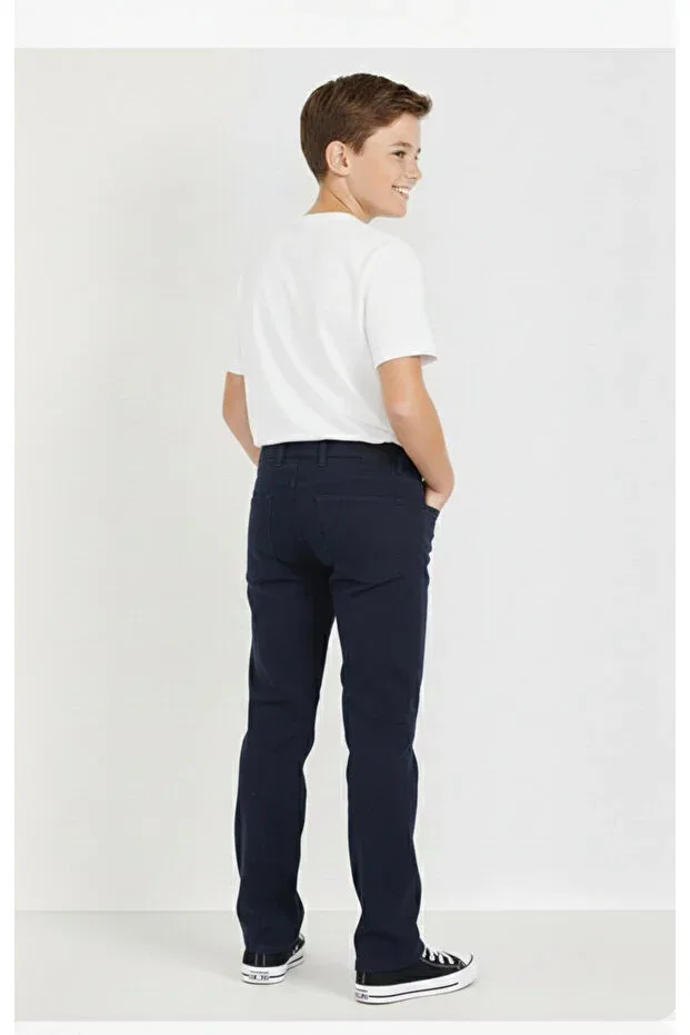 Детские брюки для мальчиков хлопковые Regular fit Rois, Navy Blue — фото 2