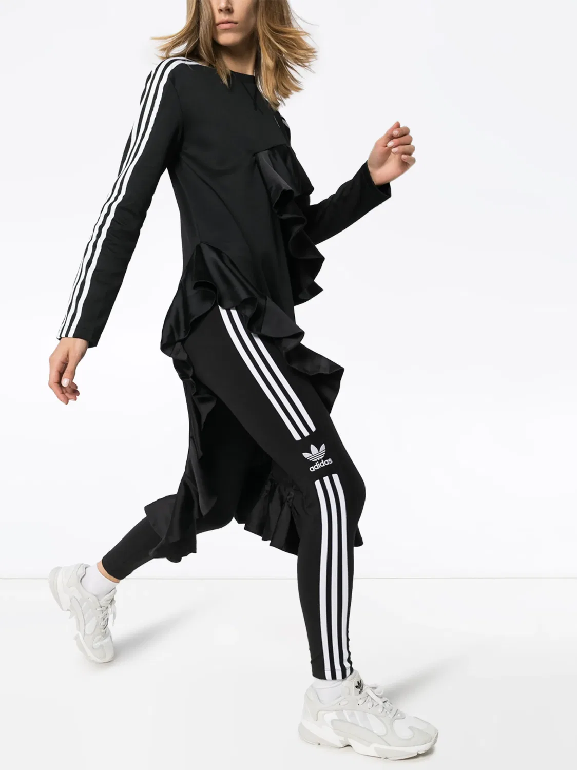 Леггинсы Trefoil черные Adidas, черный — фото 2