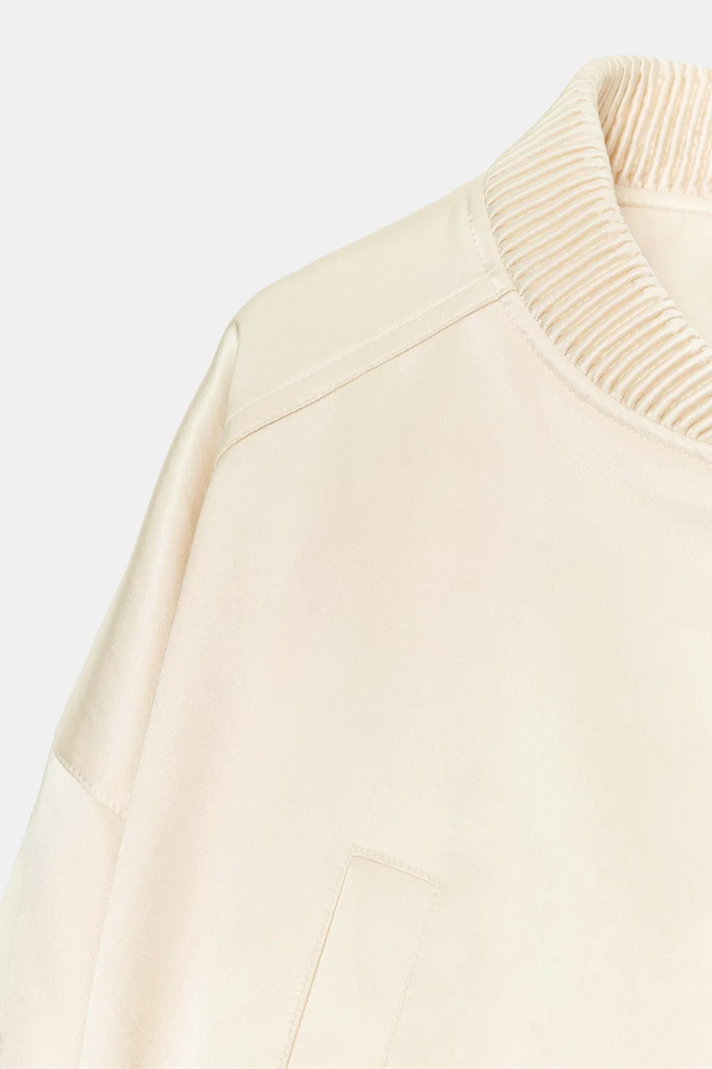 Укороченная атласная куртка-бомбер ZARA, Beige — фото 4