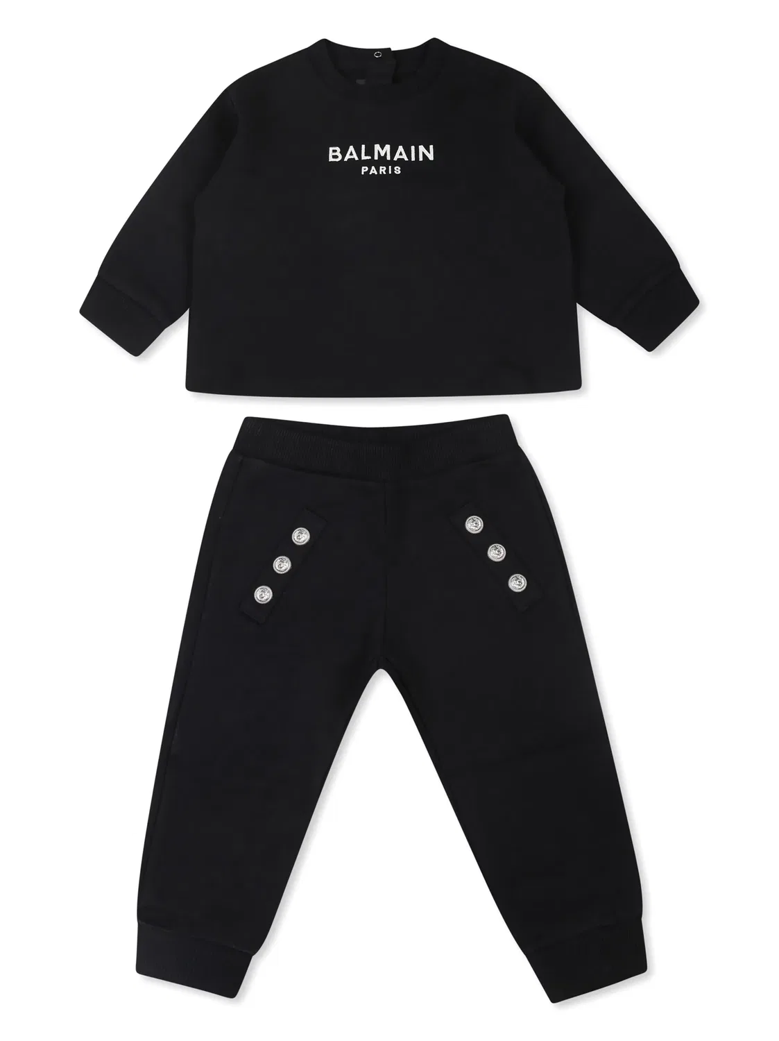 Трехкомпонентный костюм с вышитым логотипом Balmain, черный
