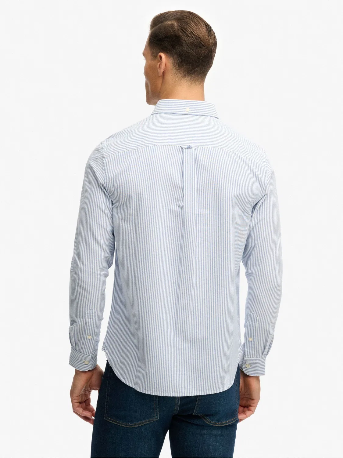 Рубашка Oxford с полоской Superdry, Azure Blue Chalk Stripe — фото 3
