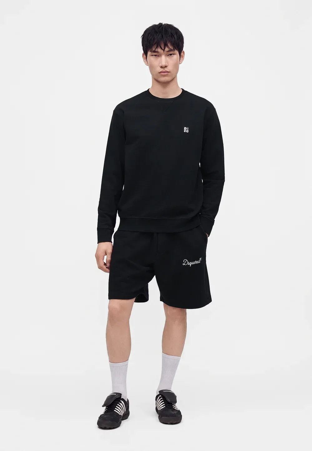 Металлическая перевернутая стильная толстовка с круглым вырезом Dsquared2, Black — фото 2