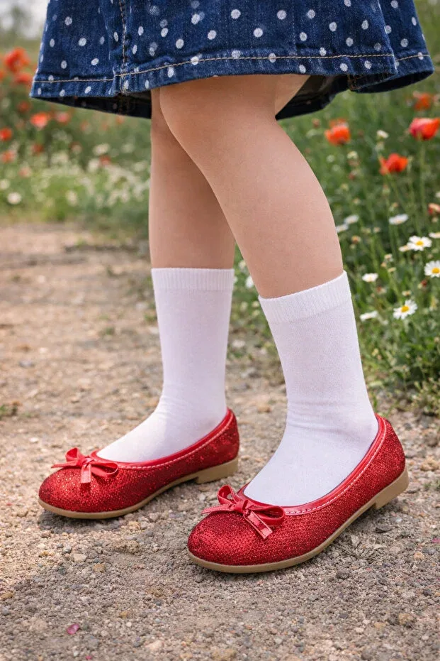 Детские балетки для девочек с бантом Altuntaş, Red