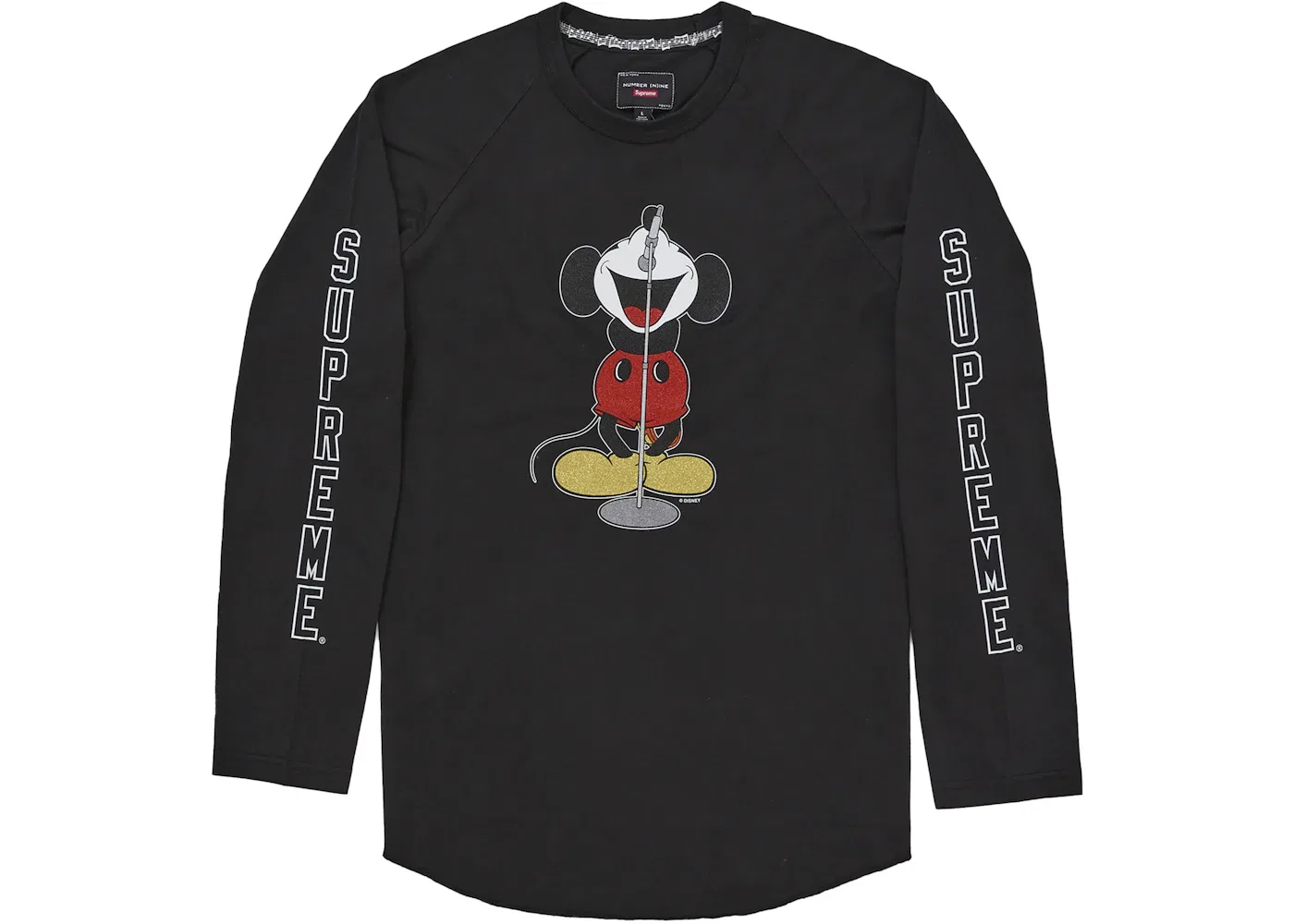 Мужская футболка реглан с длинным рукавом Supreme Number (N)ine Mickey Raglan L/S Top, Black