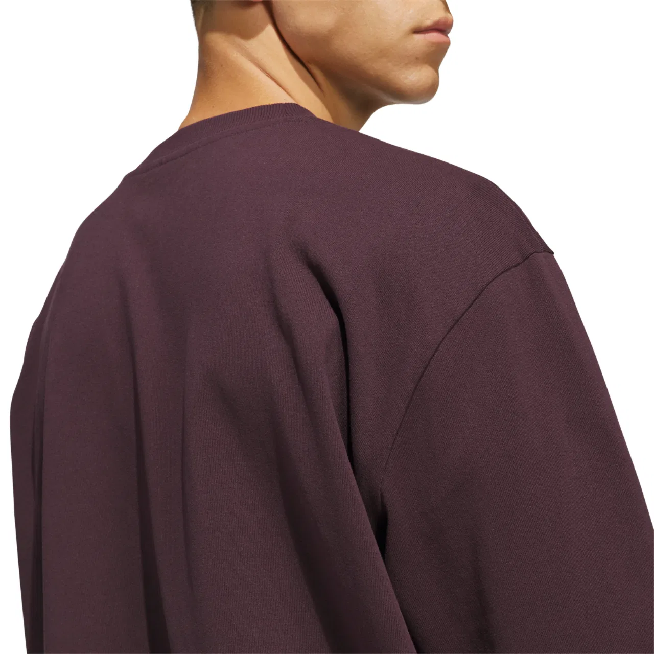Мужская футболка с длинными рукавами из хлопкового джерси Basketball Single Jersey Adidas, Shadow Maroon — фото 4