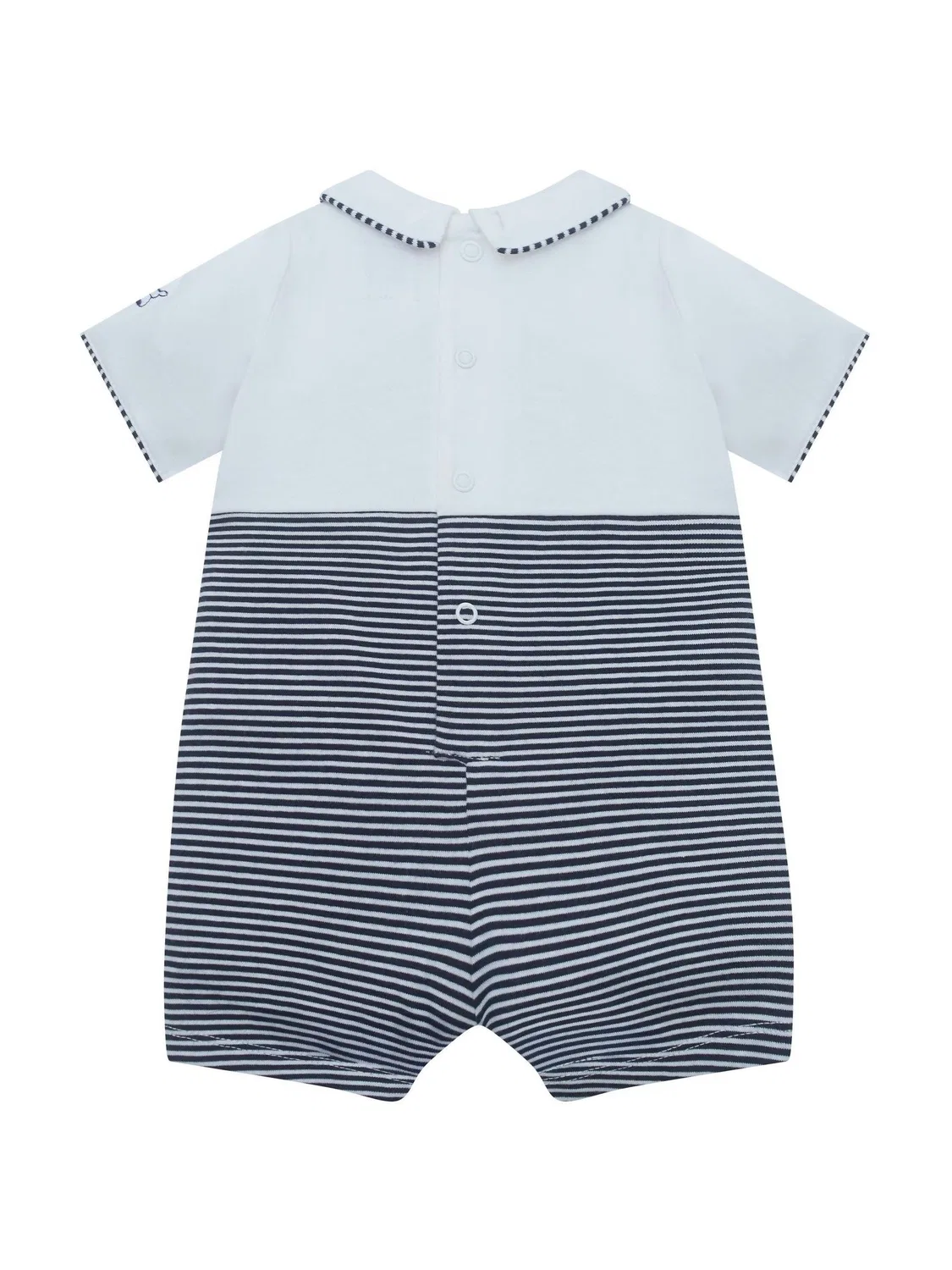 Ромпер Emile Et Rose Pleated Embroidered Yoke Stripe Lower & Collar, синий — фото 3