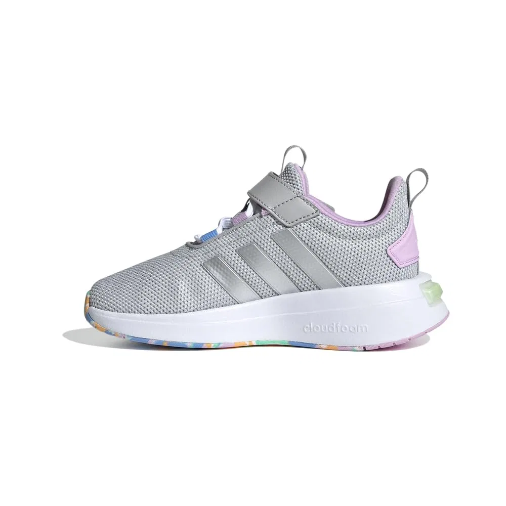 Детские кроссовки для мальчиков с шнуровкой Racer Tr23 Adidas, Grey Silver Metallic Bliss Lilac Lace Elastic — фото 3