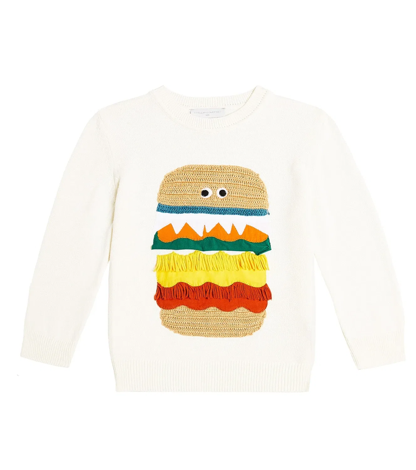 Джемпер хлопковый с интарсией Stella Mccartney Kids, белый