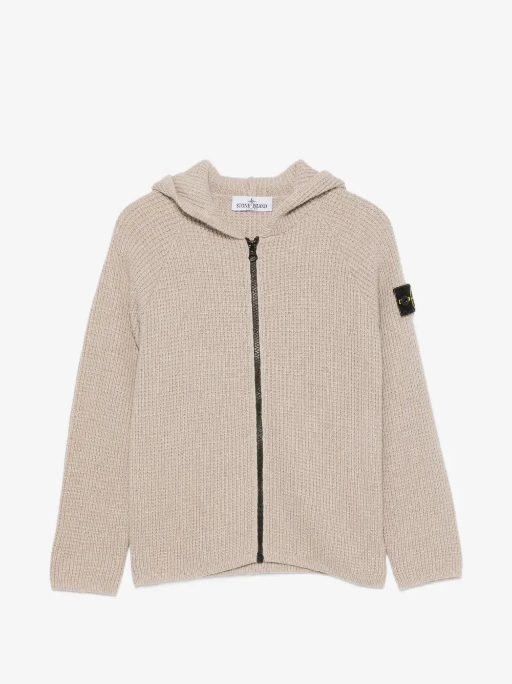 Свитер на молнии с нашивкой Compass Stone Island Junior, бежевый