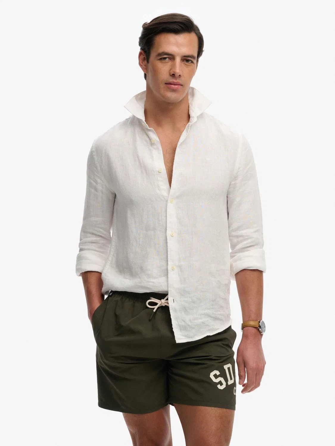 Плавки Superdry с принтом, хаки, 16 дюймов