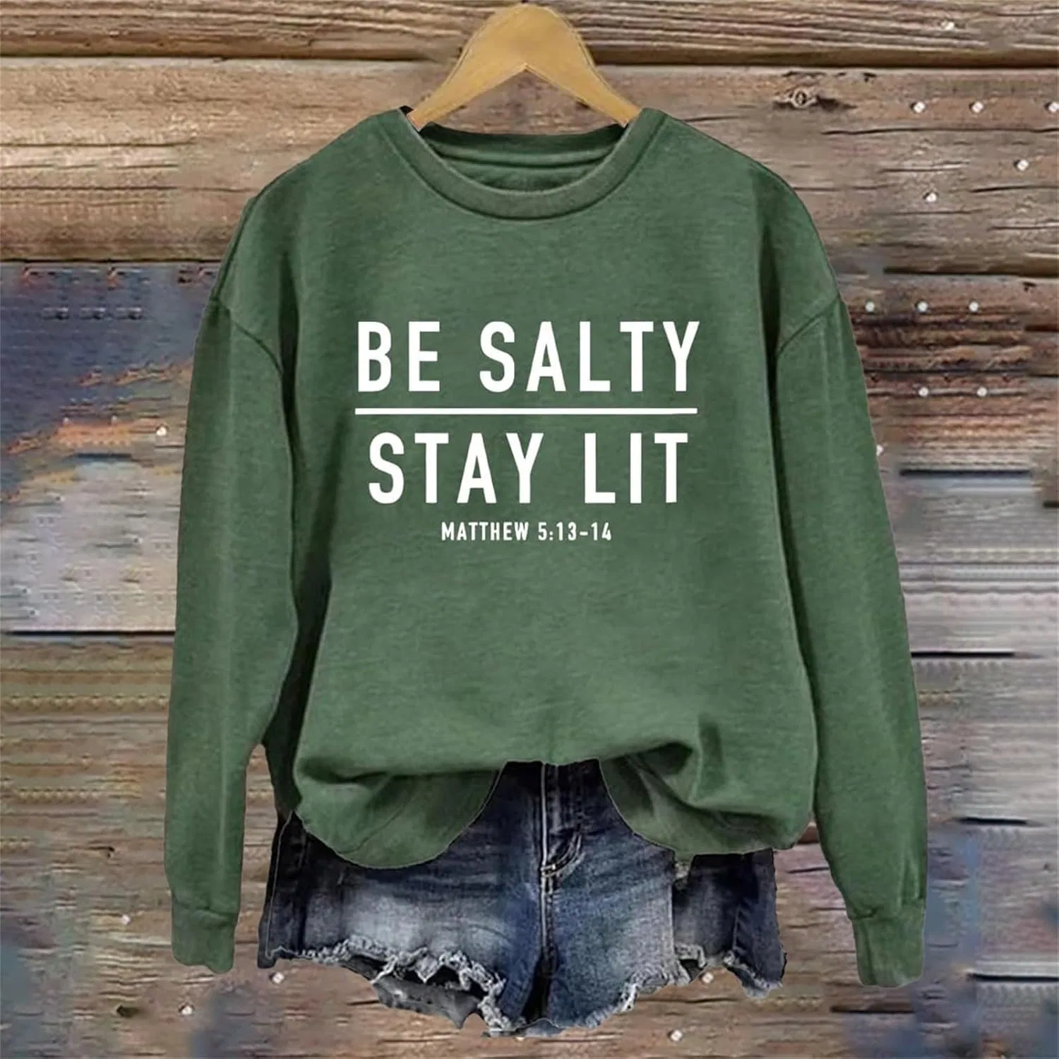 Женский свитшот с длинным рукавом, Be Salty Stay Lit, Ag — фото 2
