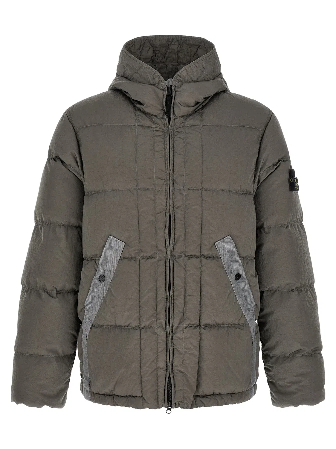 Куртка-пуховик с эффектом мятости Stone Island, серый