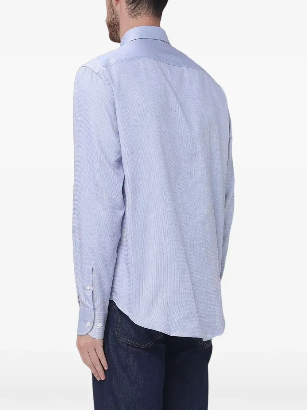 Рубашка с длинным рукавом из хлопка Emporio Armani, синий — фото 2