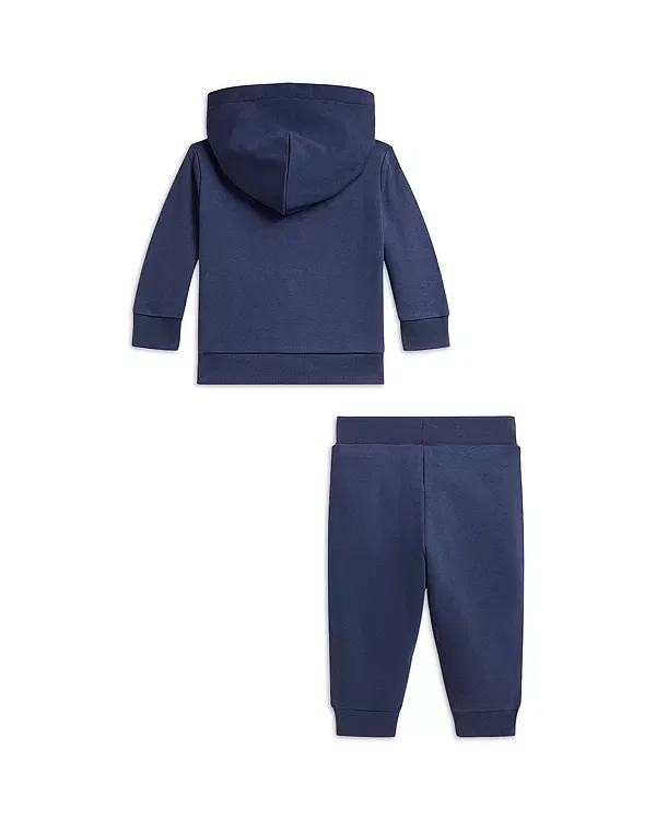 Детский комплект из футера с капюшоном и брюками Ralph Lauren, темно-синий — фото 2