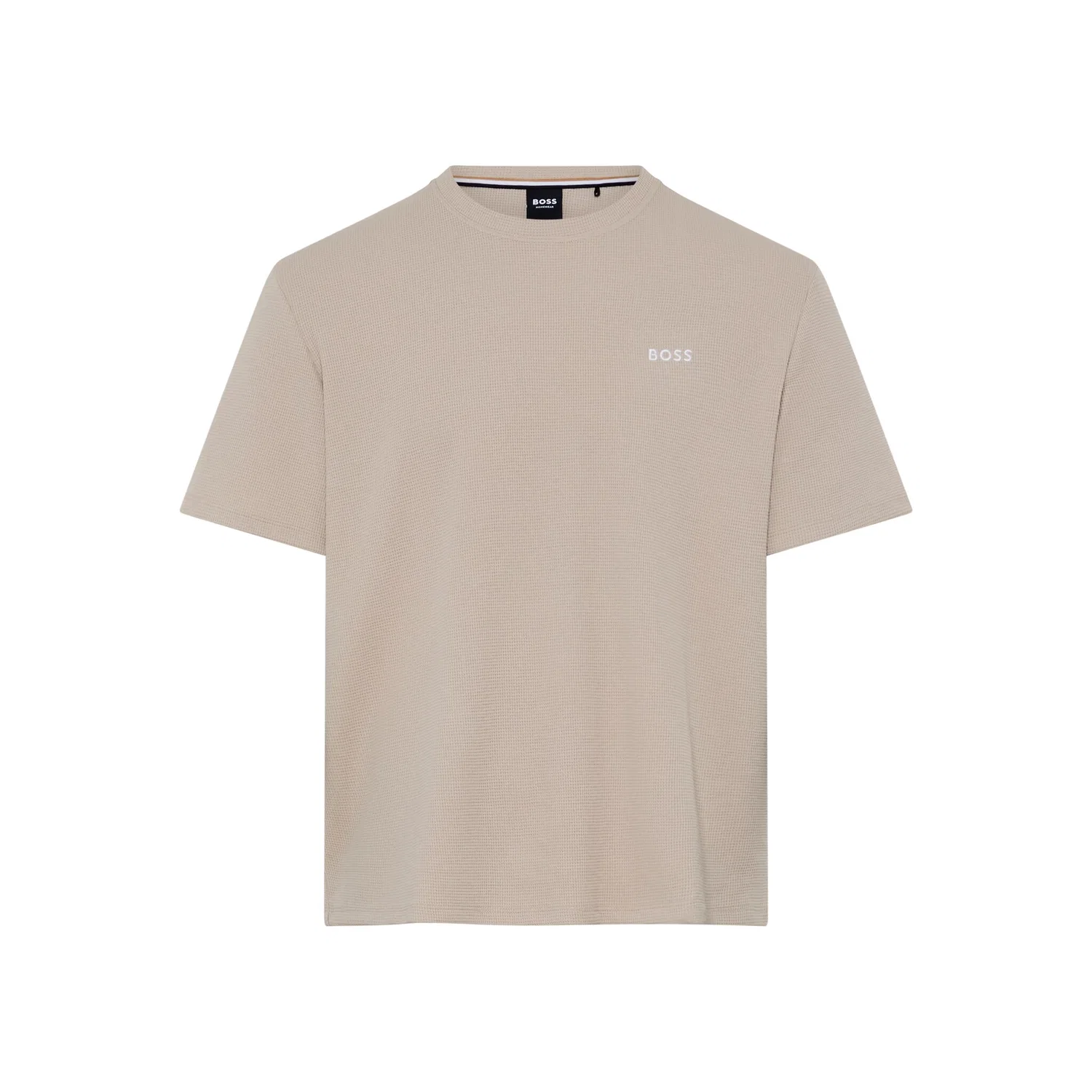 Мужская пижамная футболка с вафельной структурой BOSS, Light Beige — фото 4