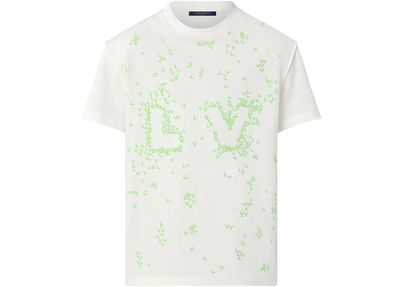 Мужская футболка с вышивкой Louis Vuitton LV Spread Embroidery T-Shirt, Milk White/Green