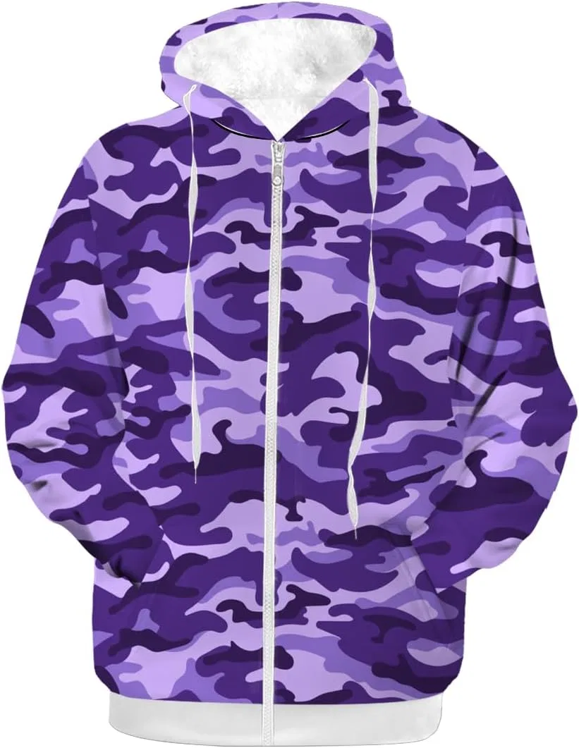 Мужское зимнее пальто с флисовой подкладкой, Camouflage, фиолетовый/камуфляжный