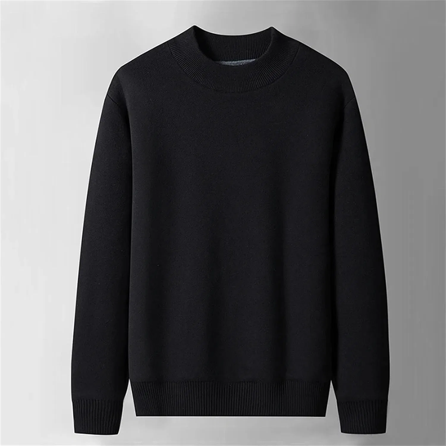 Мужской свитер с воротником-стойкой, модель Pullover, тёмно-синий — фото 4