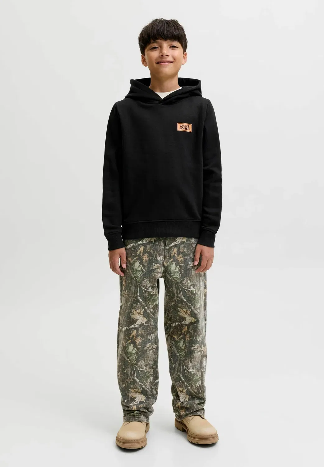 Худи с логотипом для мальчиков - худи Jack & Jones Junior, Black