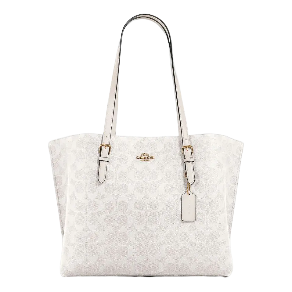 

Сумка Coach Outlet Mollie Tote In Signature Canvas, золотой/белый