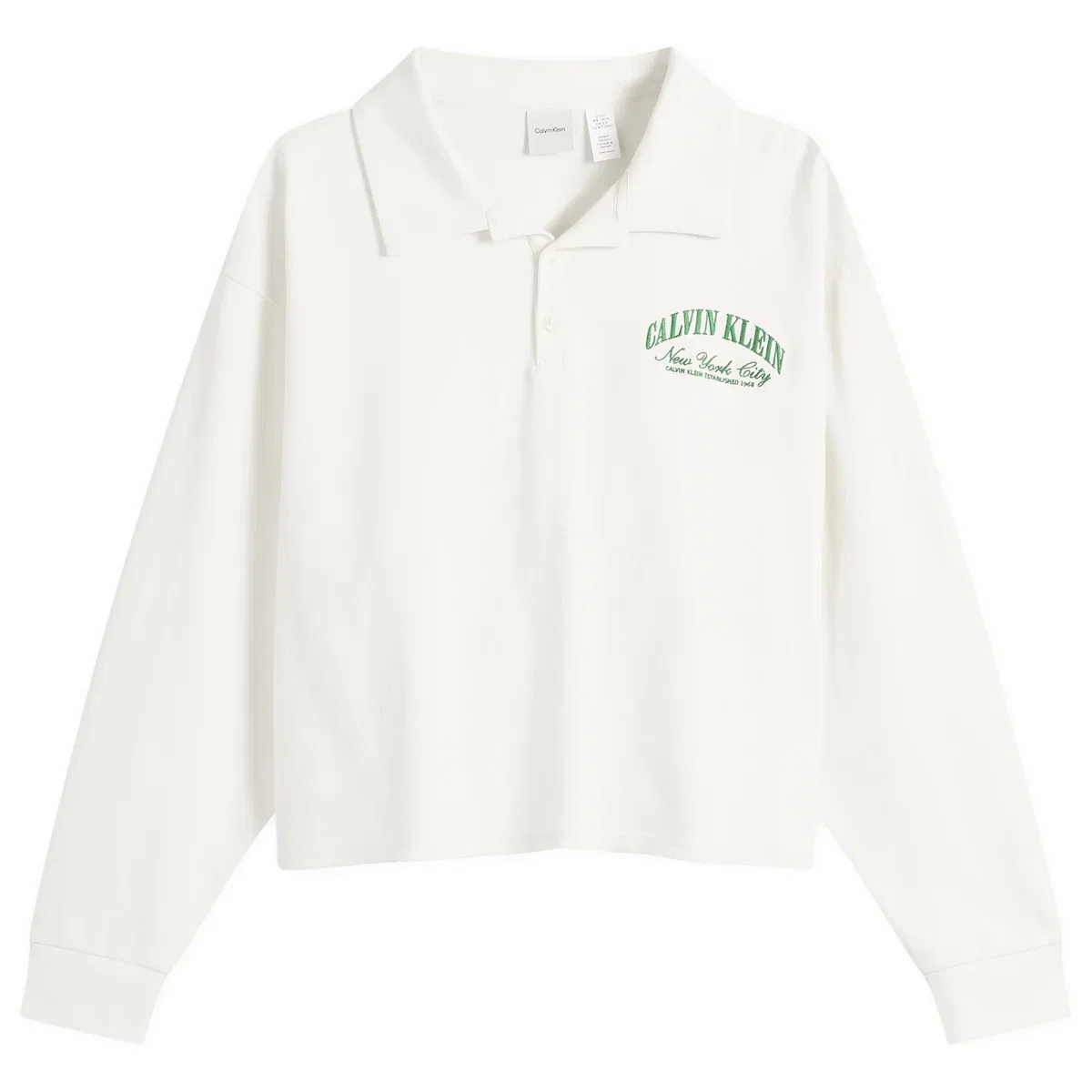 Лонгслив женский хлопковый Logo Cotton Jersey Polo Calvin Klein, Tofu