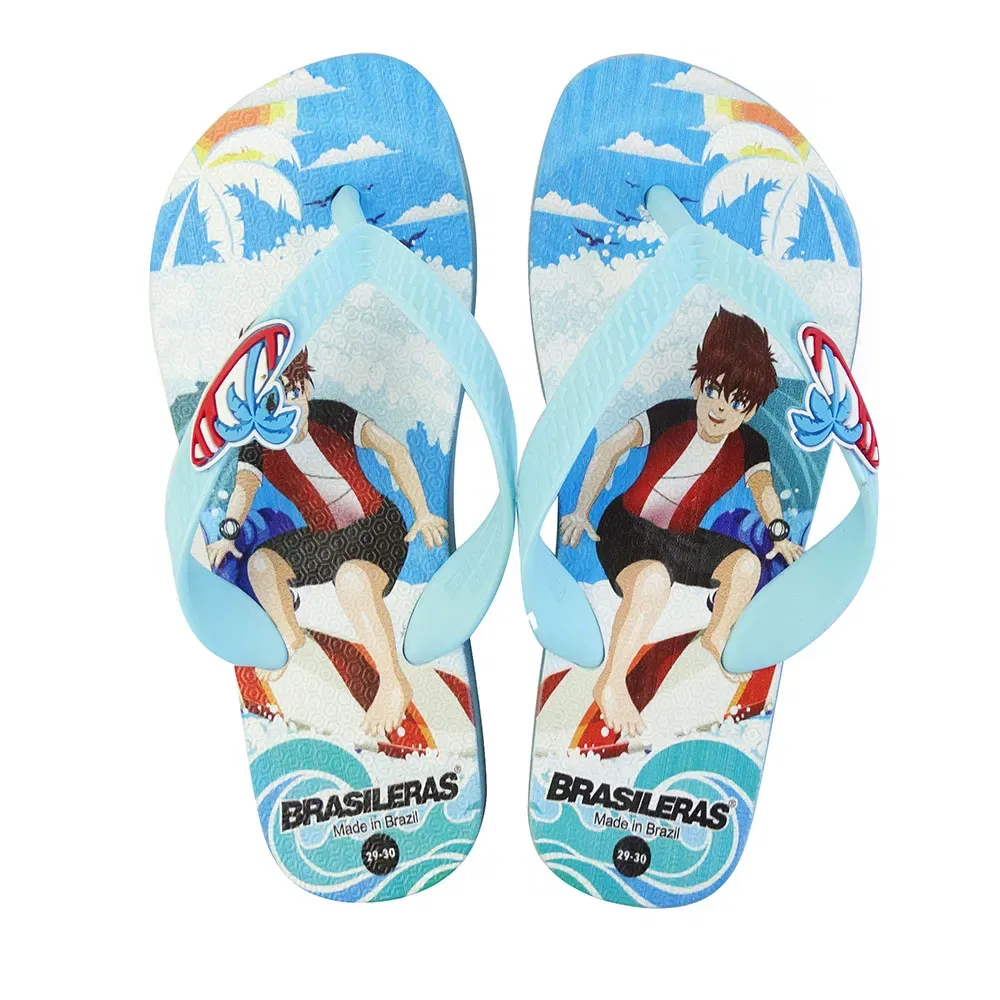 Детские вьетнамки для девочек с принтом Printed 20 Surfers Brasileras, Blue — фото 4