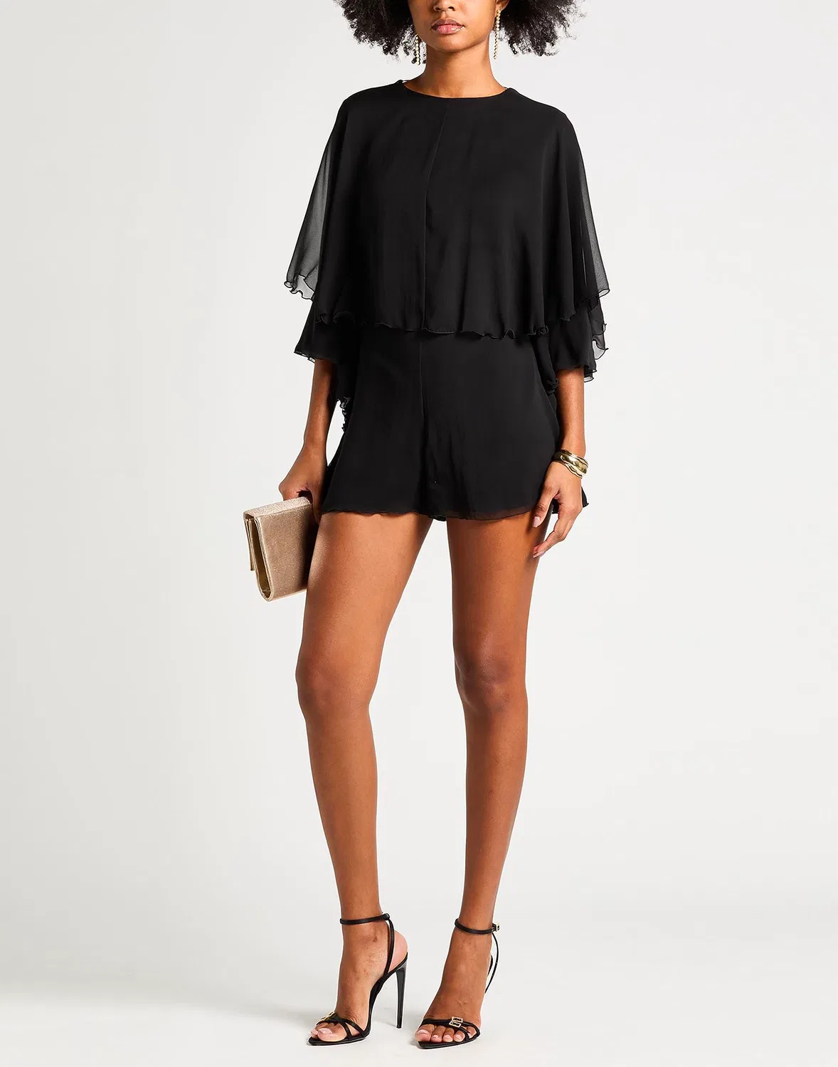 Женский комбинезон с воротником-стойкой Silky Georgette Saint Laurent, черный — фото 2