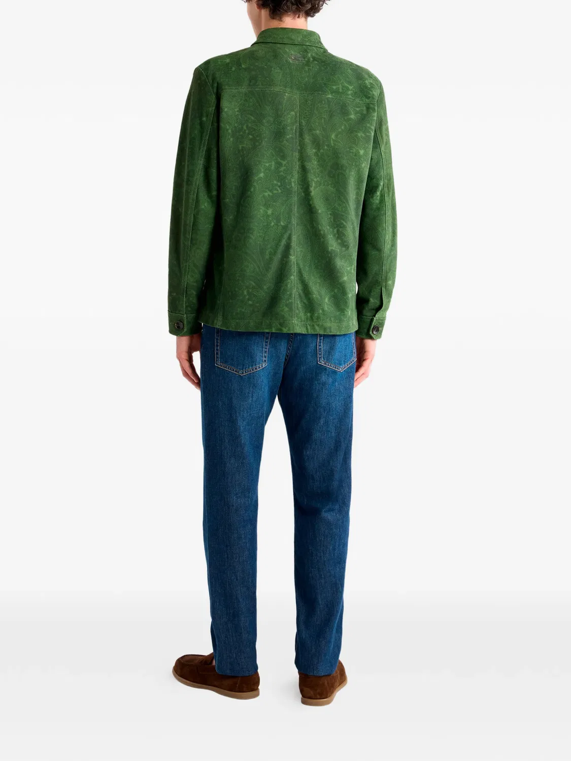 Замшевая куртка с цветочным узором ETRO, зеленый — фото 4