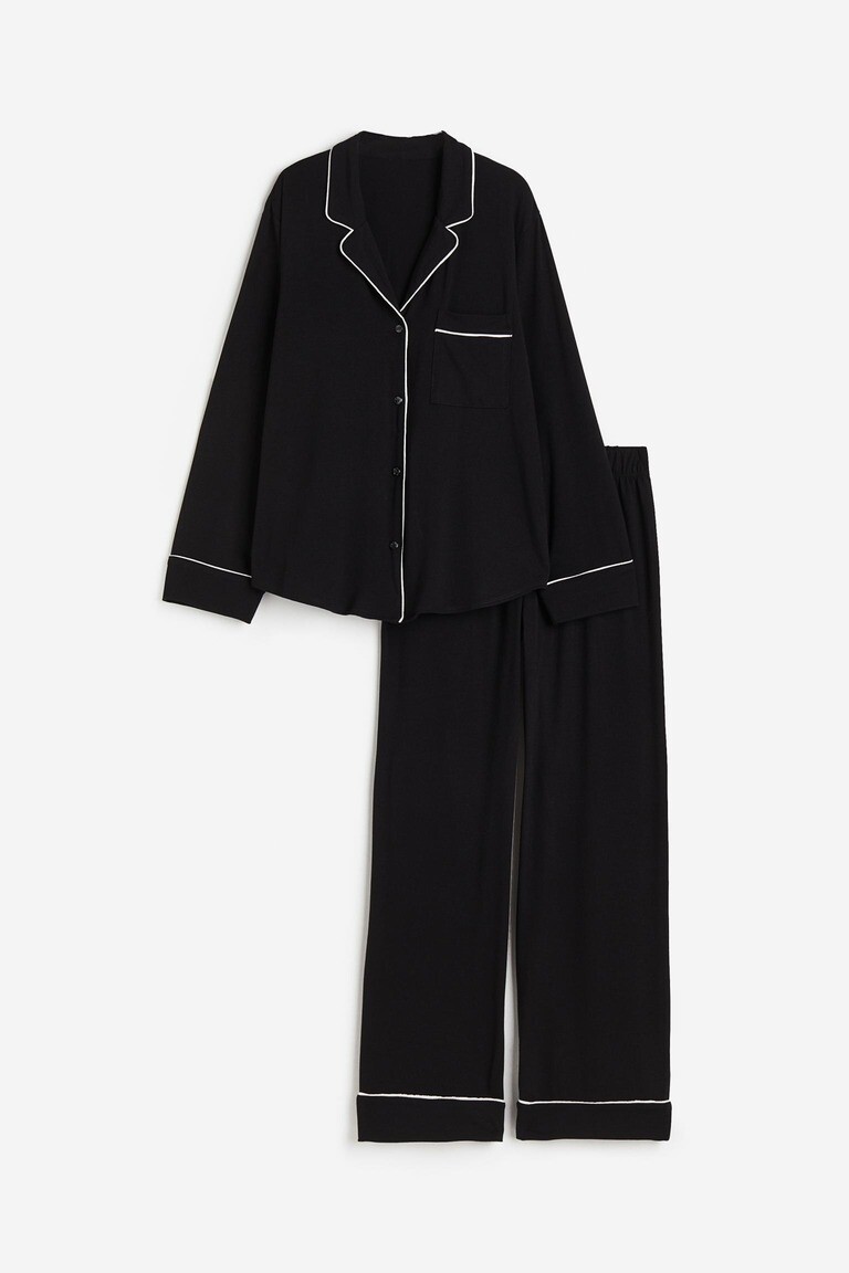 

Пижамный комплект из рубашки и нижнего белья H&M, черный