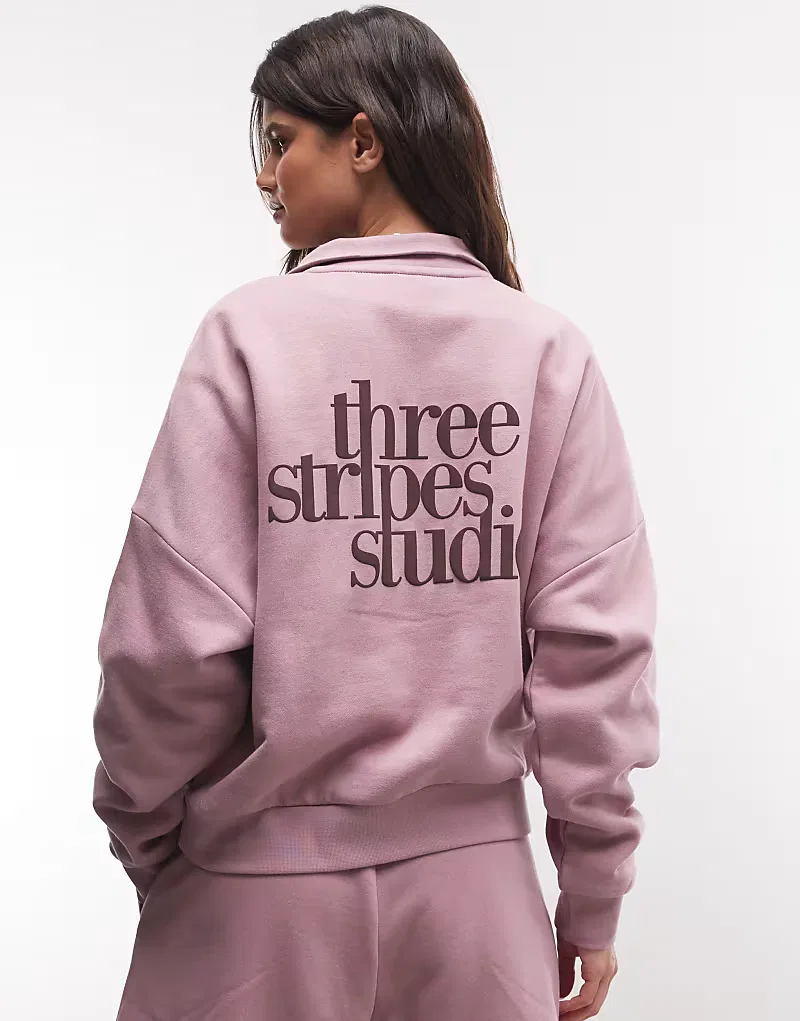 Свитер Adidas Performance Three Stripes Studios Short Zip Sweater фиолетового