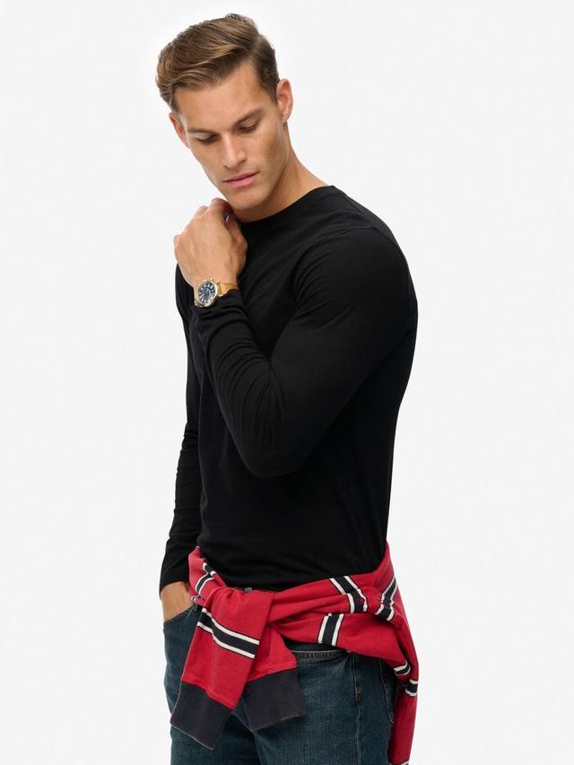 Классическая базовая хлопковая футболка Superdry, Black — фото 4