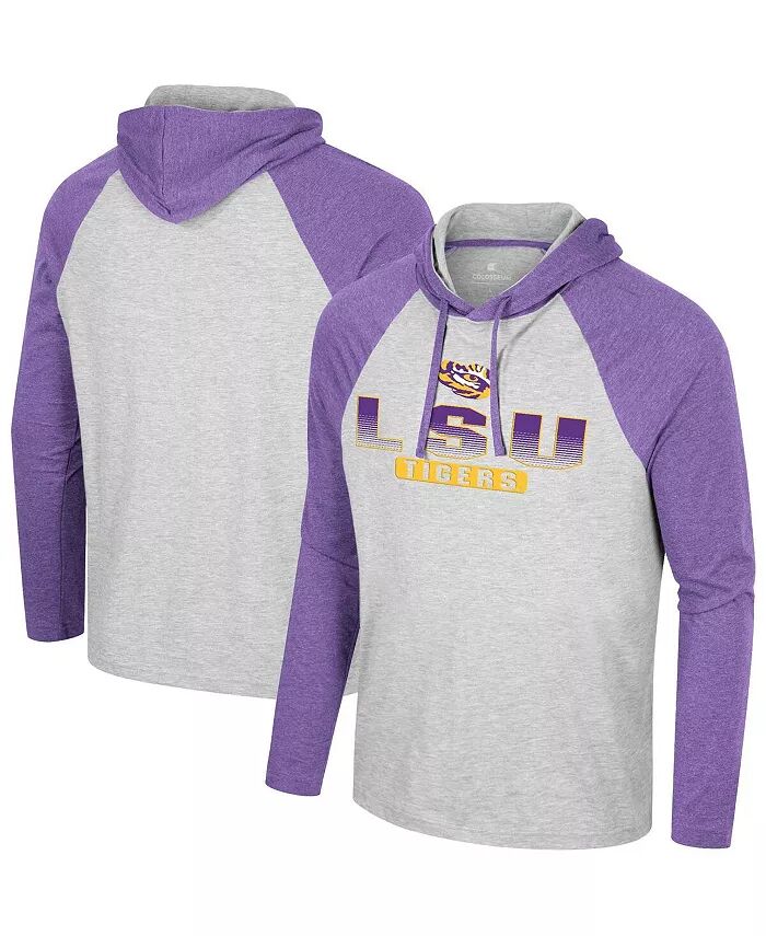 

Мужская футболка с капюшоном LSU Tigers Hasta La Vista Raglan, цвет серый, с длинным рукавом Colosseum