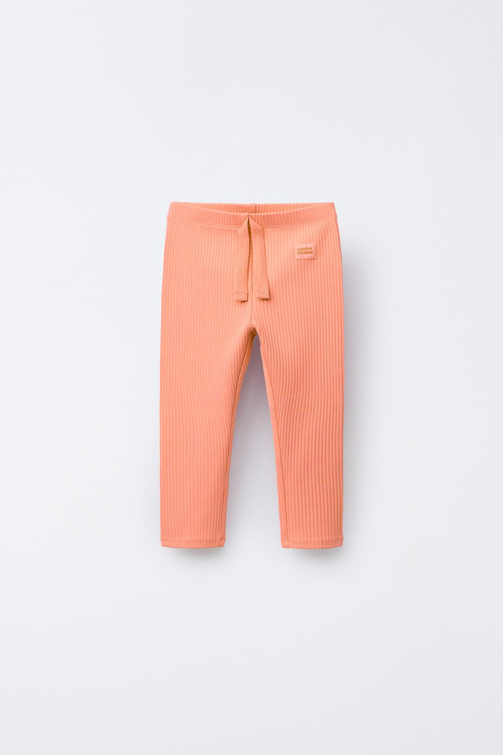 

Леггинсы в рубчик с этикеткой ZARA, цвет Light orange