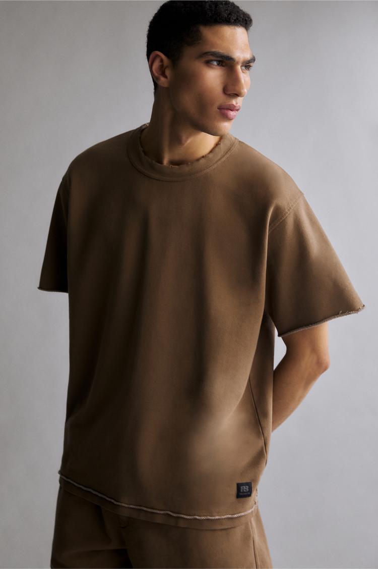 

Толстовка с коротким рукавом Pull And Bear, коричневый