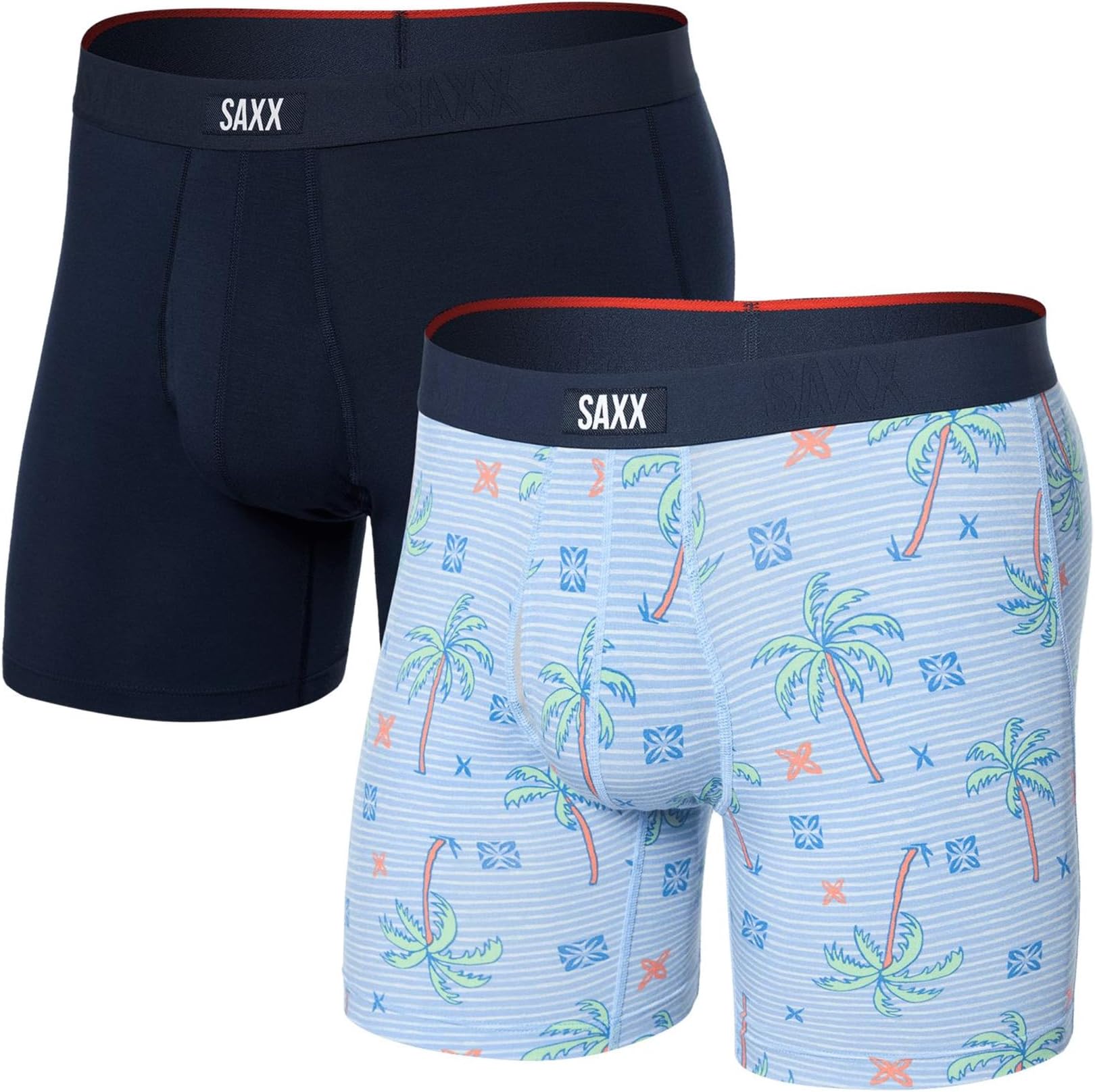 

Мужские супермягкие трусы-боксеры Vibe Xtra Fly, комплект из 2 пар SAXX UNDERWEAR, Palmtastic/Navy