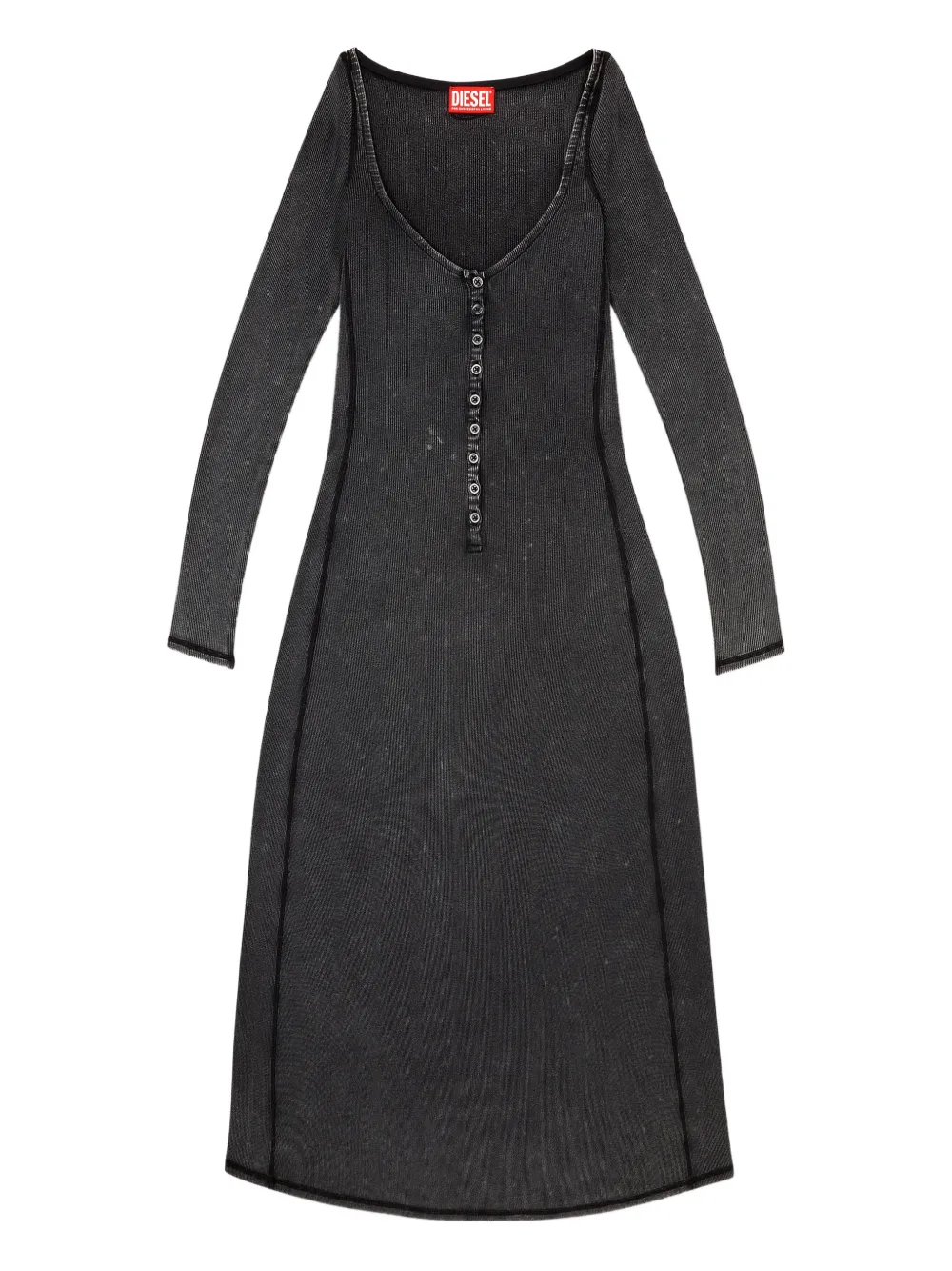 

Трикотажное миди-платье D-Ley в рубчик Diesel, серый