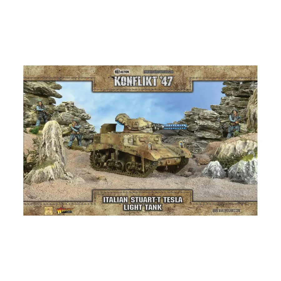

Итальянский легкий танк «Стюарт-Т Тесла», Konflikt '47 - Italian (28mm) (Warlord Games)