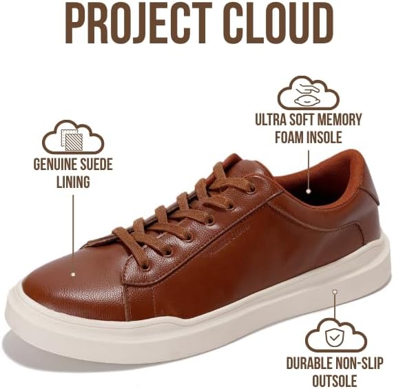 Мужские кроссовки Project Cloud - модные мужские туфли с эффектом памяти - легкие и нескользящие шнуровки - повседневные мужские кроссовки, идеальные для ношения в течение всего дня (Tilton), Cognac — фото 2