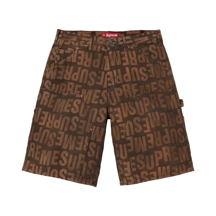 Джинсовые шорты Supreme Repeat Jacquard Double Knee Denim Short, коричневый