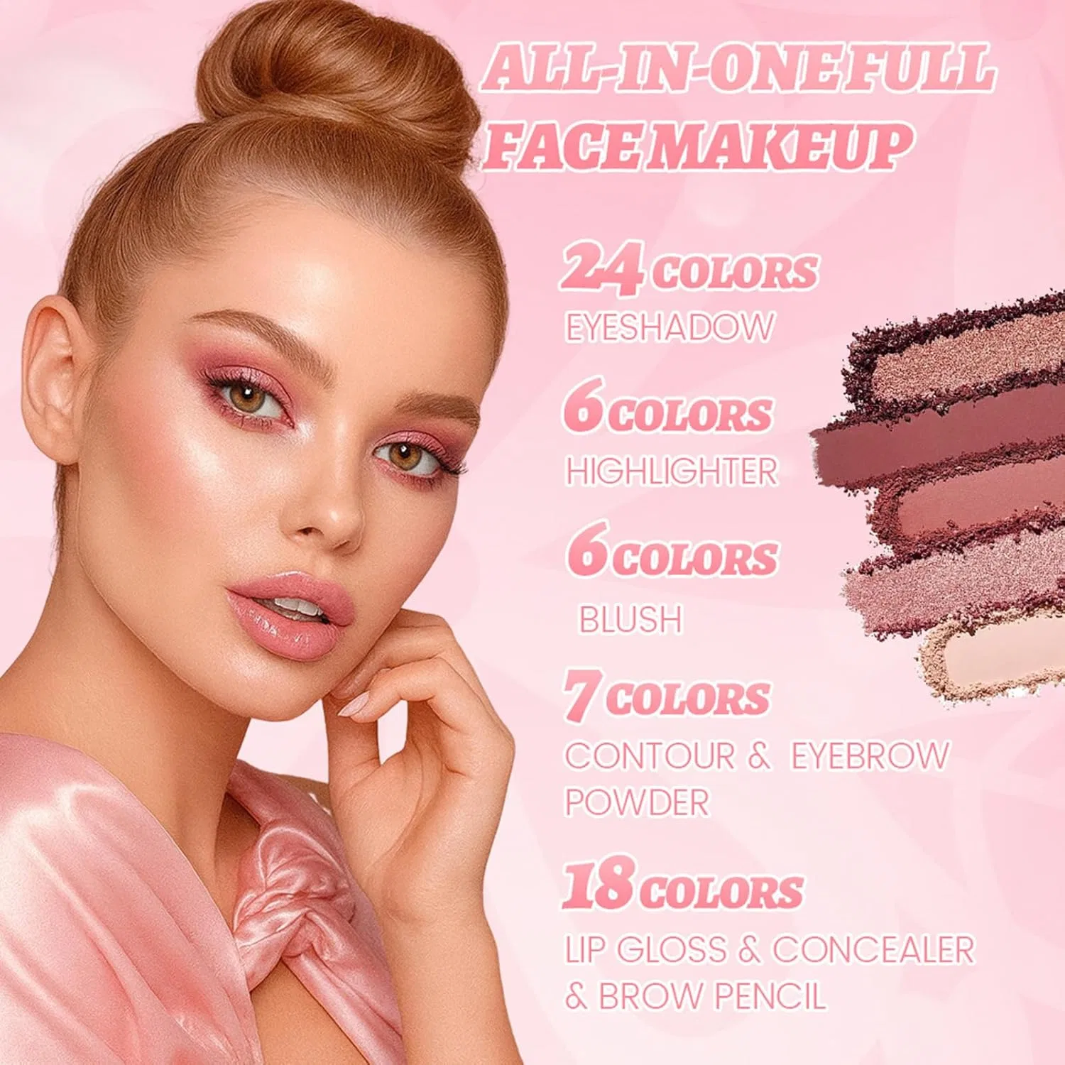 Палетка для макияжа Makeup Book Palette, 12 цветов помады, 24 цвета теней — фото 4