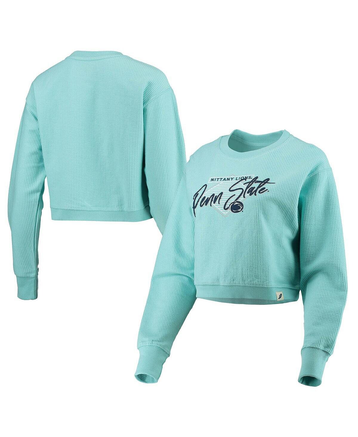 

Женский голубой укороченный пуловер Penn State Nittany Lions с кордом League Collegiate Wear