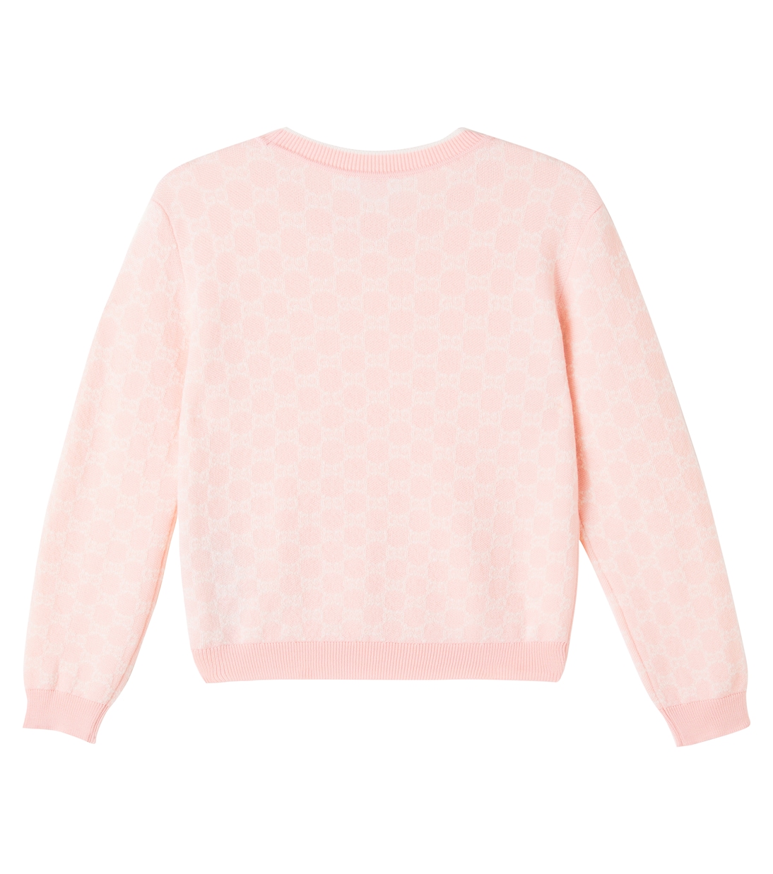 GG шерстяной свитер с жаккардовым узором Gucci Kids, Pale Rose/White — фото 4