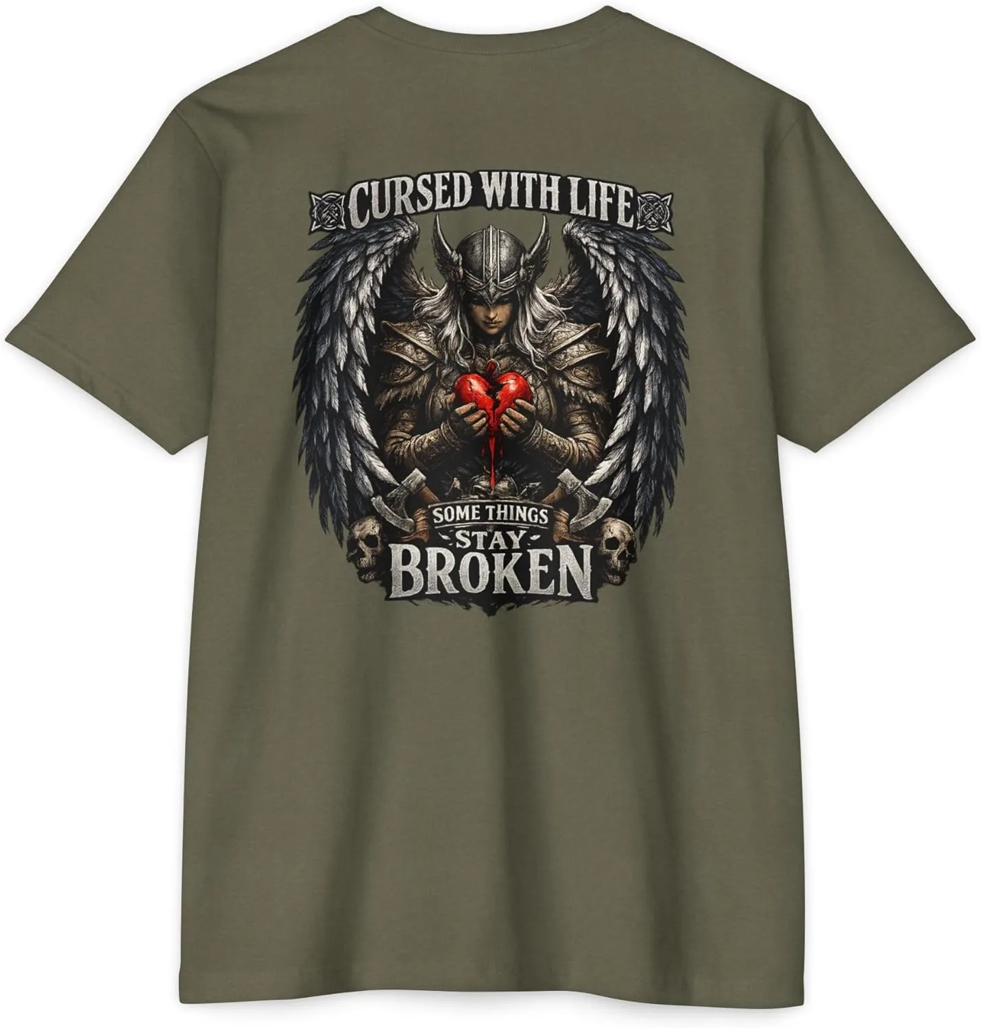 Футболка Cursed with Life Gym - Some Things Stay Broken, мотивационная для фитнеса, одежда для тренировок Mental Toughness GENERIC, темно-зеленый — фото 4