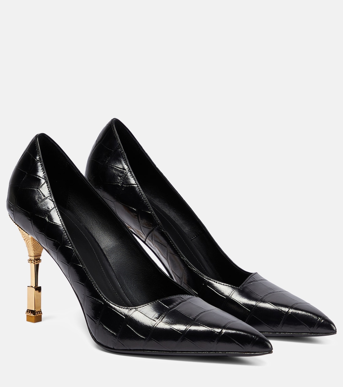 Туфли-лодочки Moneta из кожи с эффектом крокодила Balmain, Noir