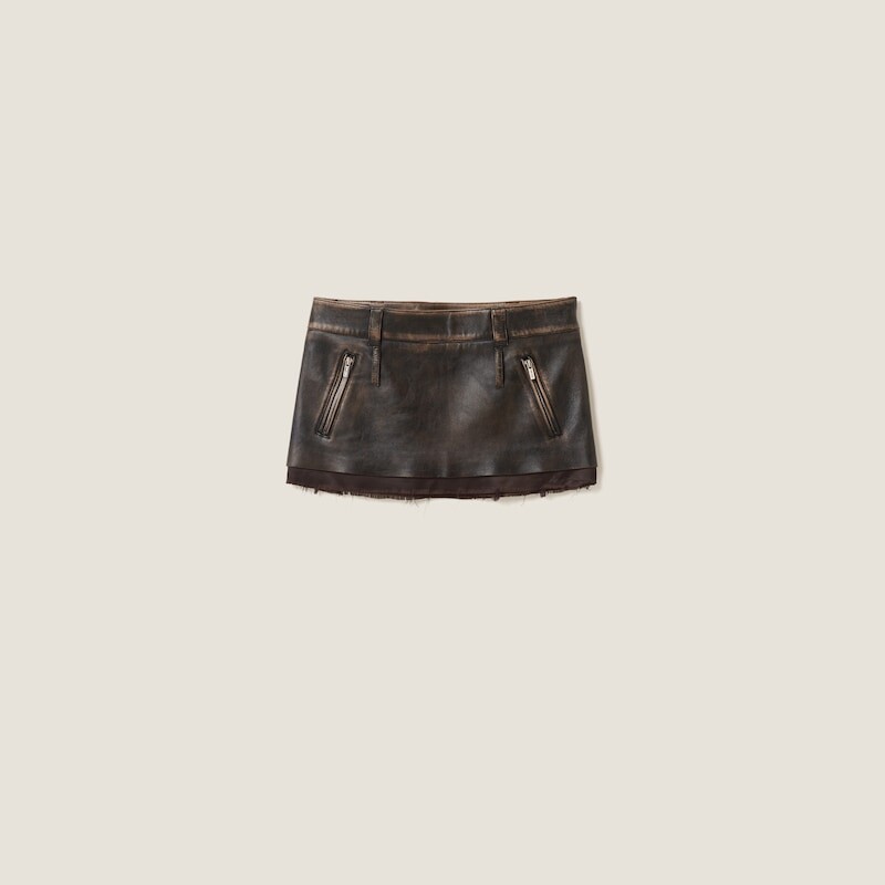 

Юбка из кожи наппа Miu Miu, желтый