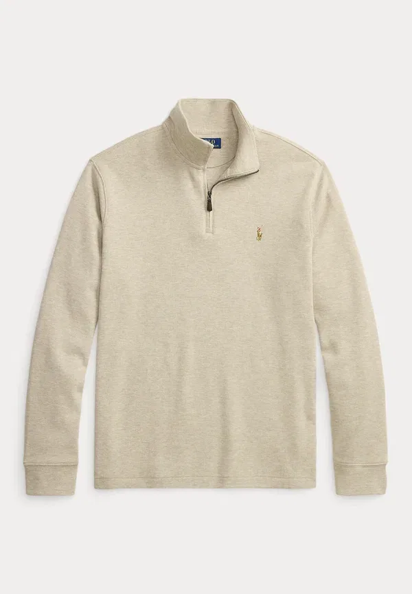 Свитер с четверть-застежкой-молнией Polo Ralph Lauren Estate Rib Quarter Zip Pullover, тосканский бежевый хизер — фото 4