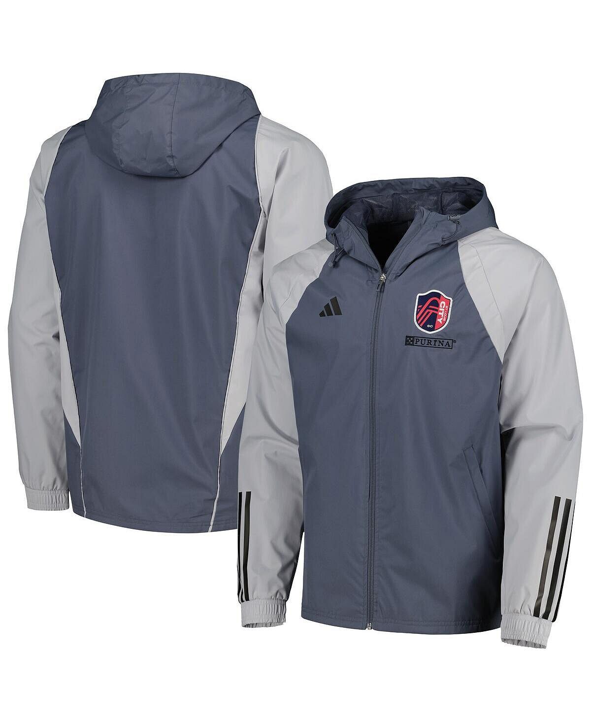 

Мужская всепогодная худи с капюшоном и молнией во всю длину St. Louis City SC adidas