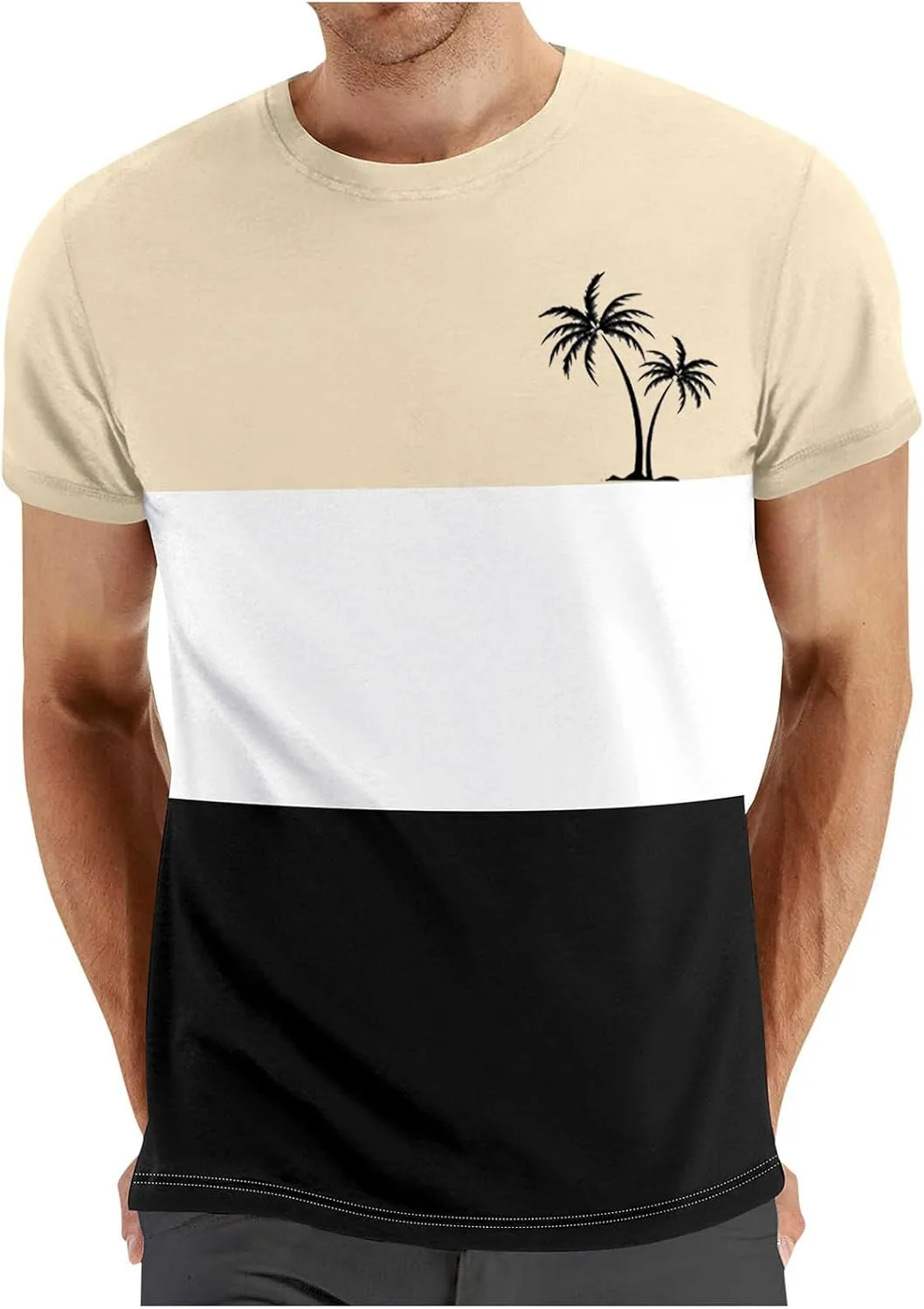 

Мужская футболка с коротким рукавом и принтом Coconut Palm, летняя тропическая, цветной блок, свободный крой