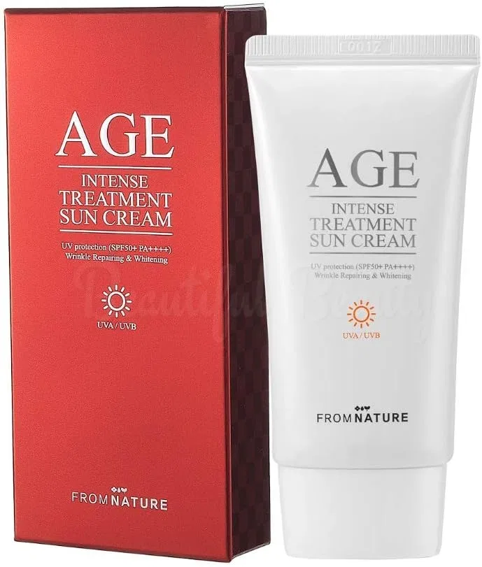 Солнцезащитный крем для лица FROMNATURE Age Intense Reconstruction Suncream SPF 50+ PA+++, 50 г From Nature